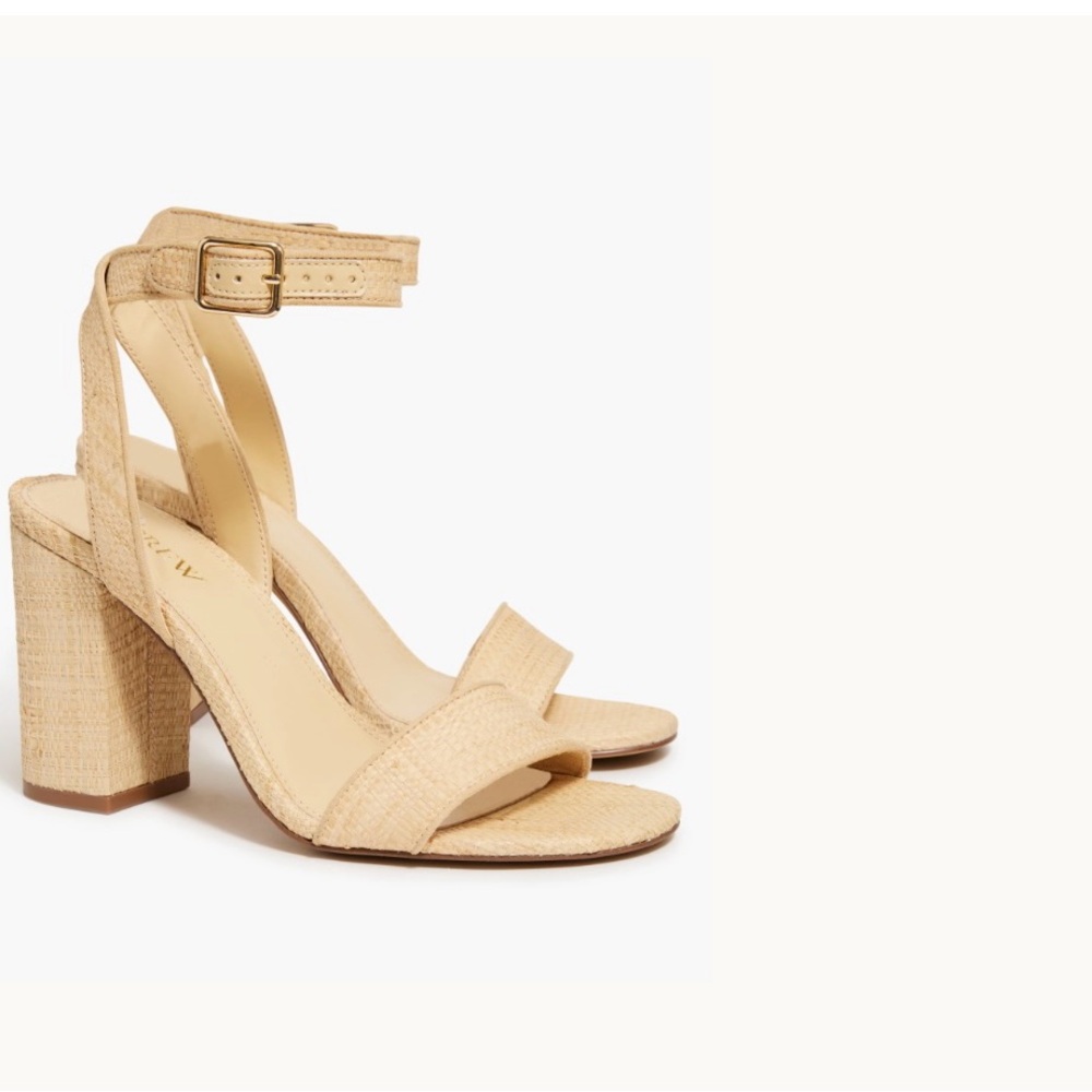 J. Crew Rafia Heels with Block Heel and Ankle Strap